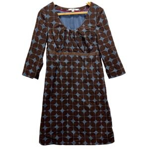 Boden Mod Print Geometric Floral Fine Whale Corduroy Sheath Midi Dress  US 6R